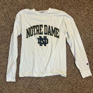 Champion White Notre Dame Long Sleeve Shirt